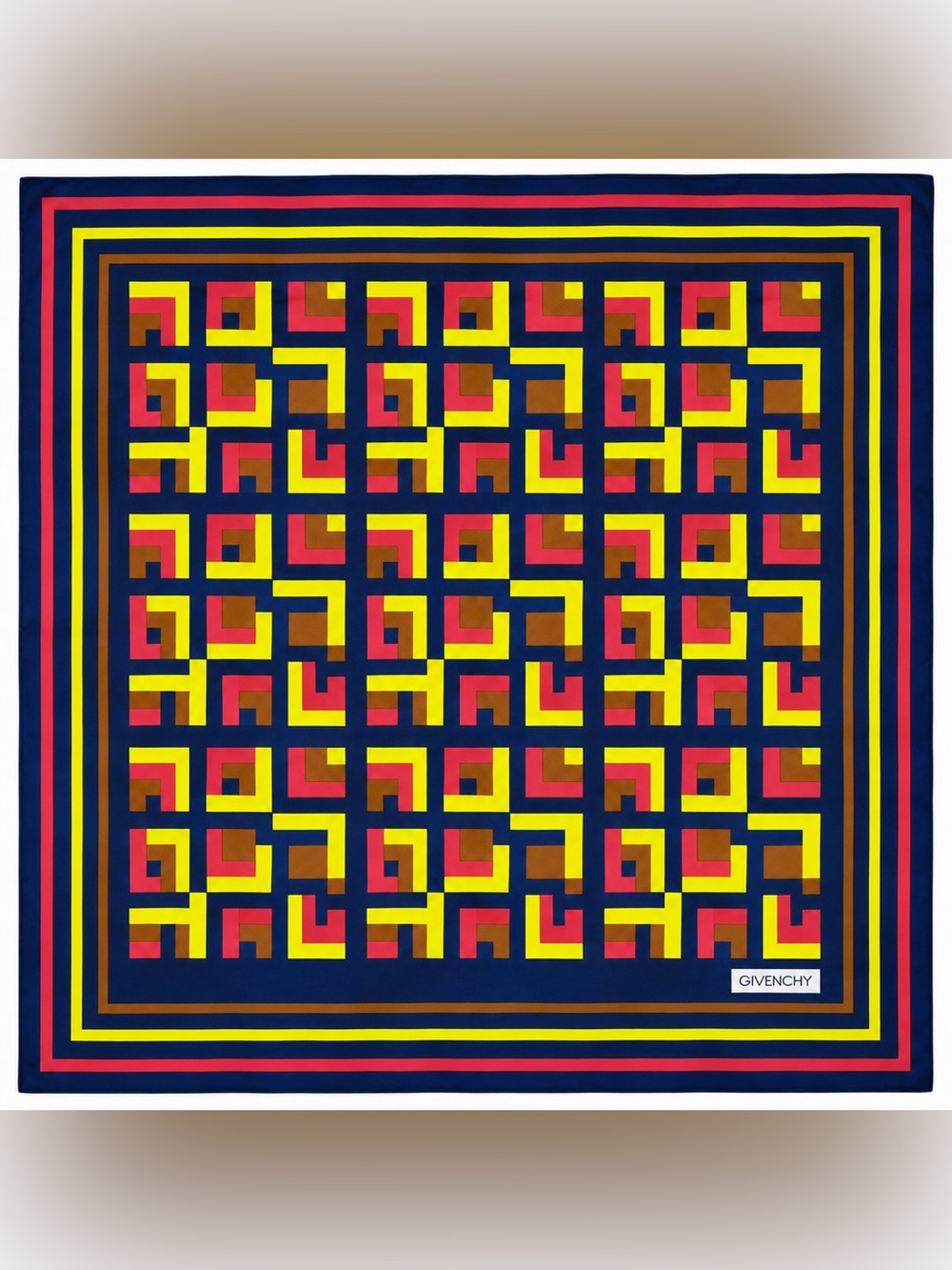Givenchy Vintage Silk Geometric Grecca Key Print Scarf